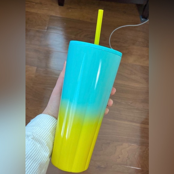 Starbucks Ombre Scalloped Stainless Cup Steel Yellow Blue Tumbler Venti New 2021 - Picture 4 of 11